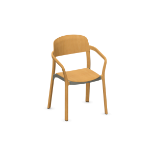 Stapelstuhl "Brunner nate" Mod. 7602 | Gestell: | Vierfußgestell, Zargenrahmen aus | recyceltem Kunststoff | Sitz und Rücken: | Formsperrholz, durch Hydroplus Verfahren | dreidimensional verformt, mit abgeflachter | Kante, stapelbar. | ·