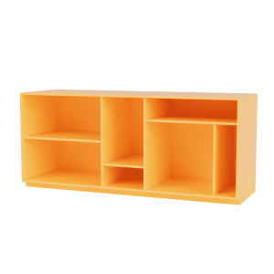 Montana Mega 200801 Bücherregal mit sieben Fächern in verschiedenen Größen. 200801 Bücherregal mit den Maßen: B 115,2 x H 46,8 x T 38 cm. Die Konfiguration des Moduls ist bereits festgelegt. Sie können Mega entweder auf Beinen oder Sockel und in 41