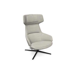 Gepolsterter Lounge-Sessel mit vierbeinigem Untergestell aus glä...