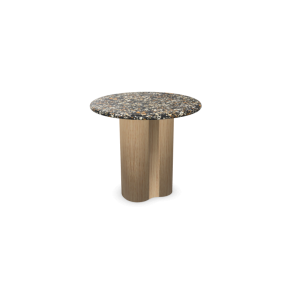 Lounge-Tisch H. 45 cm, zentrales Holzgestell und runde Terrazzo-...